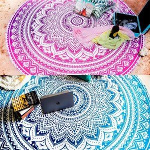 Set of 2 Mandala Blanket or Boho Mandala Tapestry or Round Bohemian Decoration